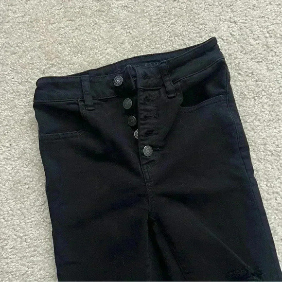 American Eagle Outfitters Button Super Hi Rise Jeggings Black Women’s Size 0 Reg - Picture 14 of 14